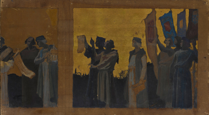 Esquisse pour La Gloire du règne du roi saint Louis, procession de droite
